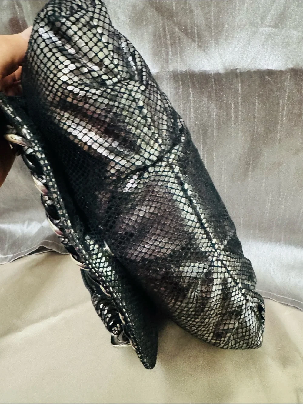 Michael Kors Metallic Black Chain Shoulder Bag